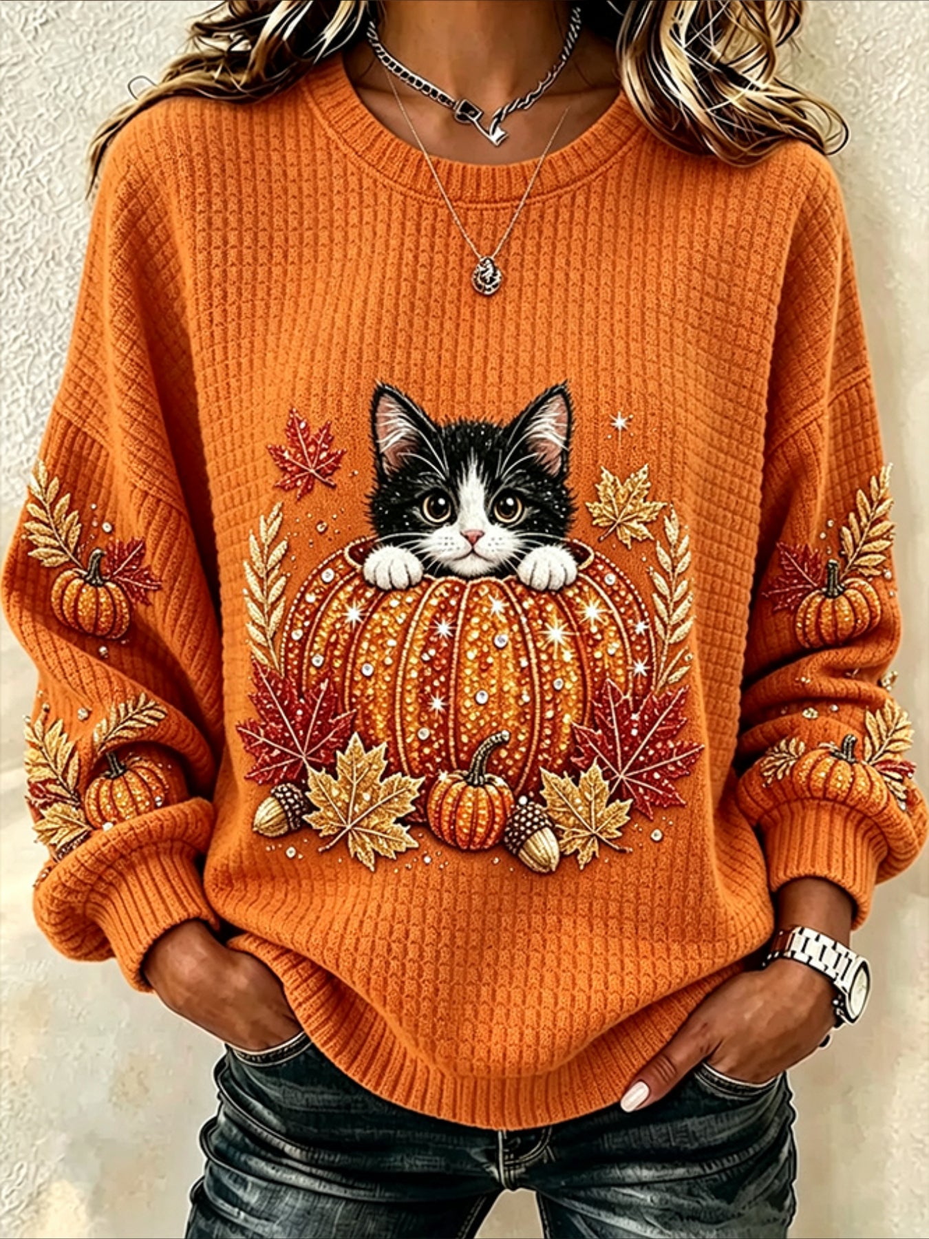 'TIS THE SEASON Casual Crew Neck Halloween Regular Fit Sweatshirt