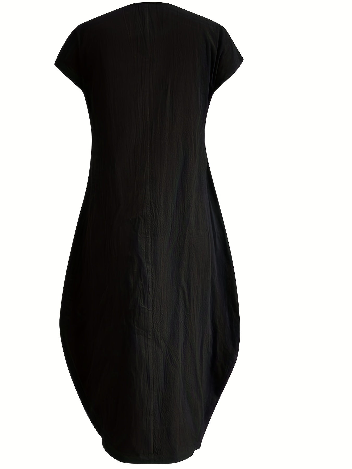 Dual Pockets Crew Neck Dress, Casual Short Sleeve Dress