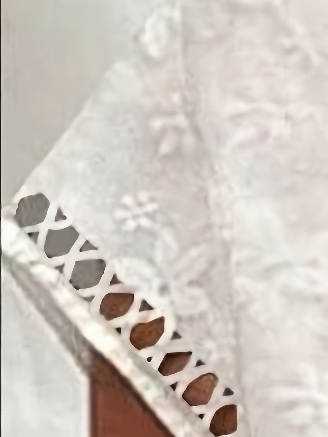 Stand Collar Floral Jacquard Short Sleeve Round Neck Blouse