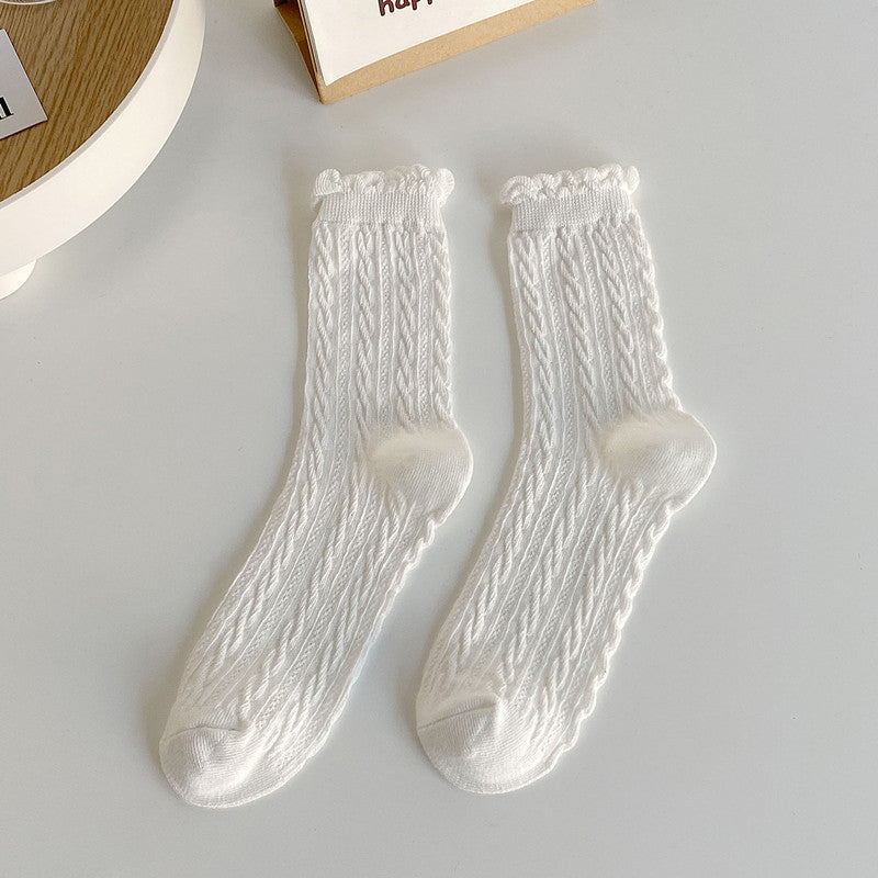 Free Gift Women's Twist Texture Mid Tube Socks