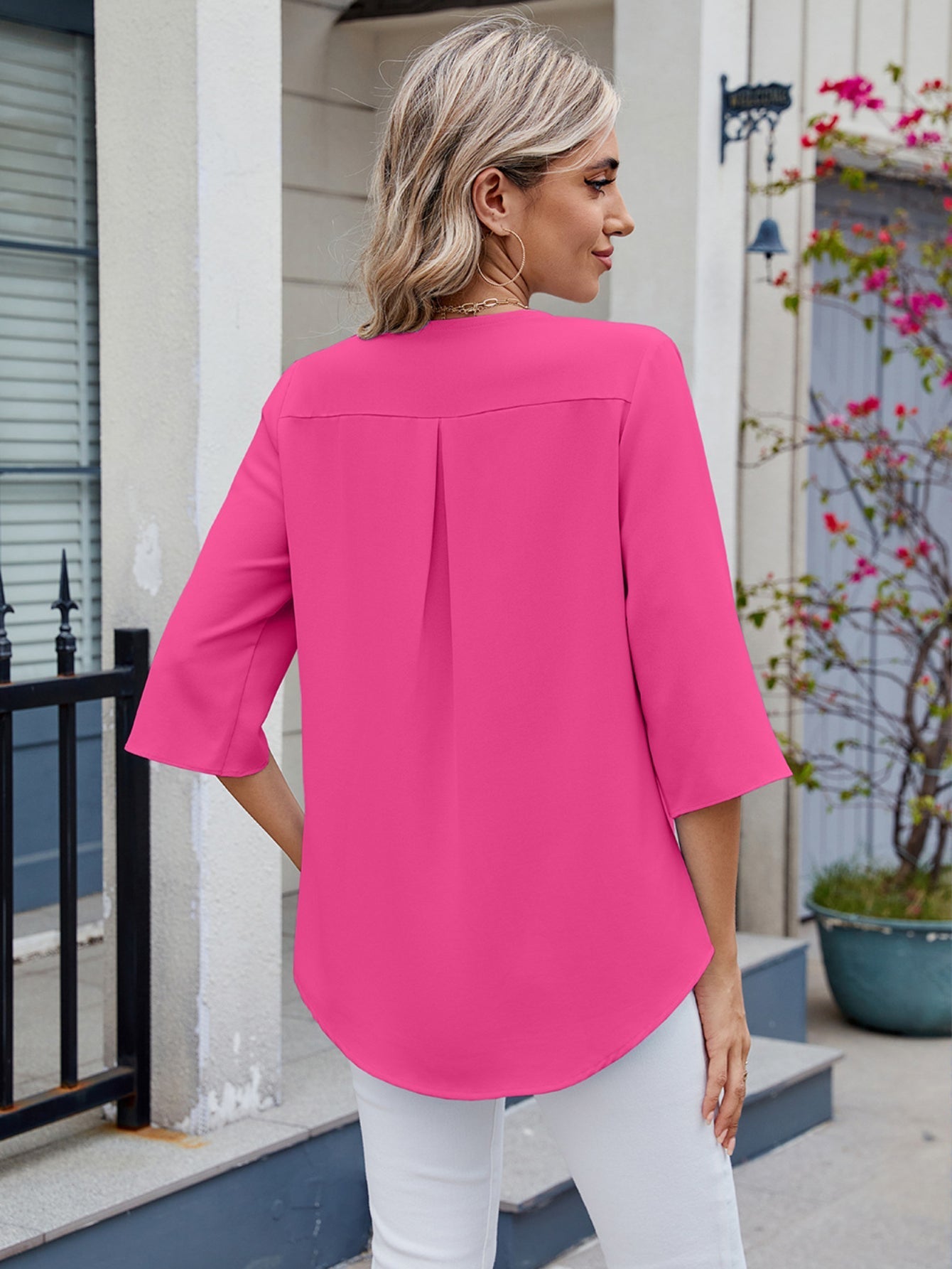 Tooluck Womens Dressy Casual Blouses 3/4 Sleeve V Neck Ruffle Tops
