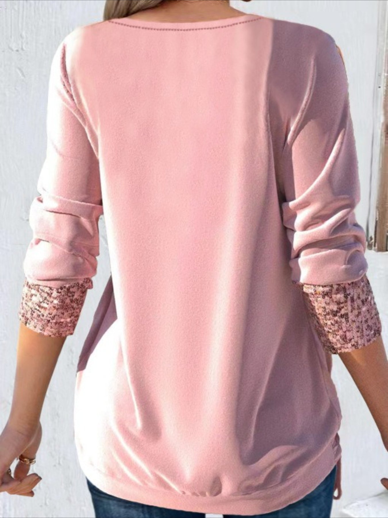 Fake Two-piece Vintage Plain U-Neck Long Sleeve T-shirt