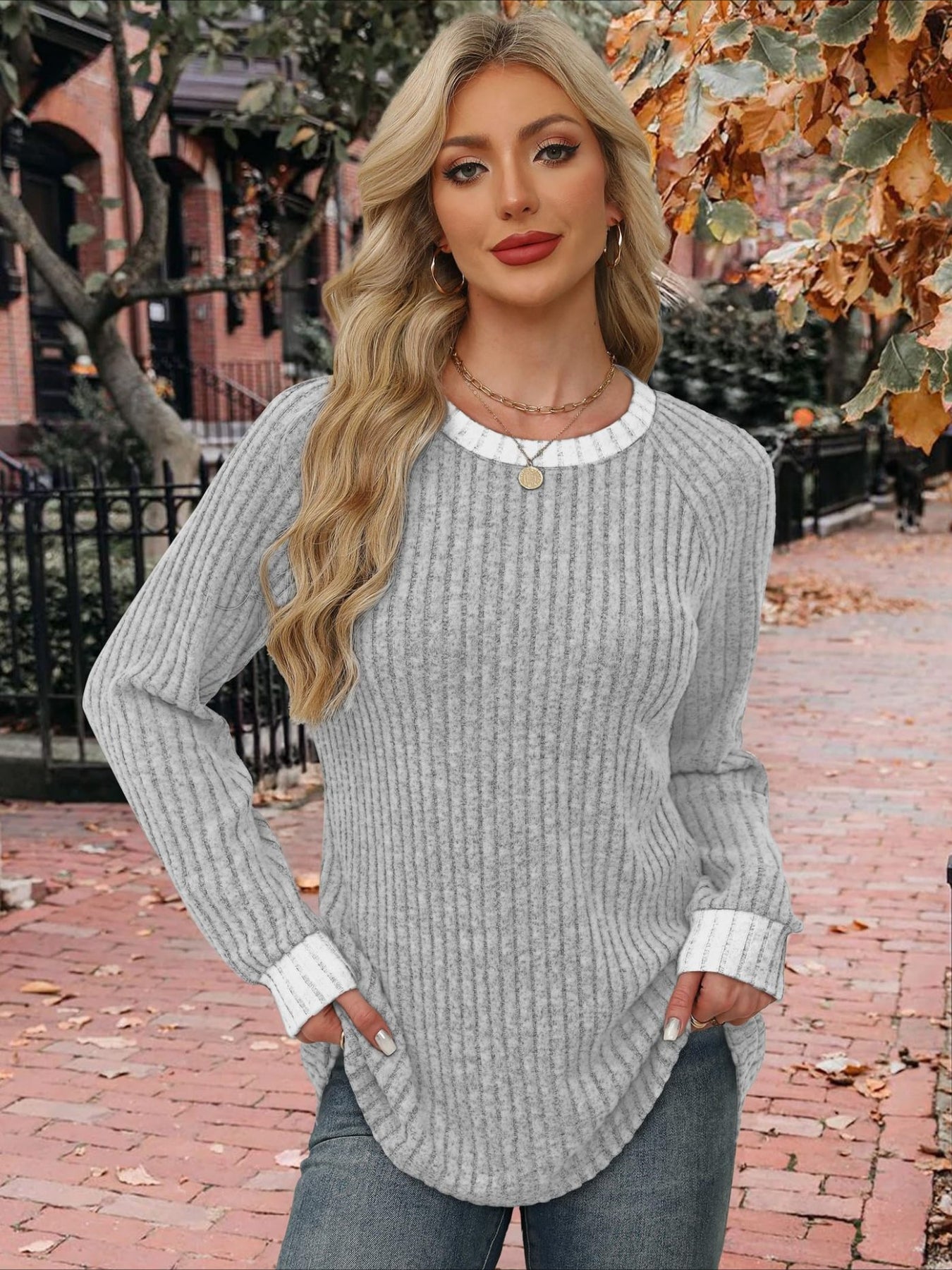 Loose Casual Fluff/Granular Fleece Fabric T-Shirt