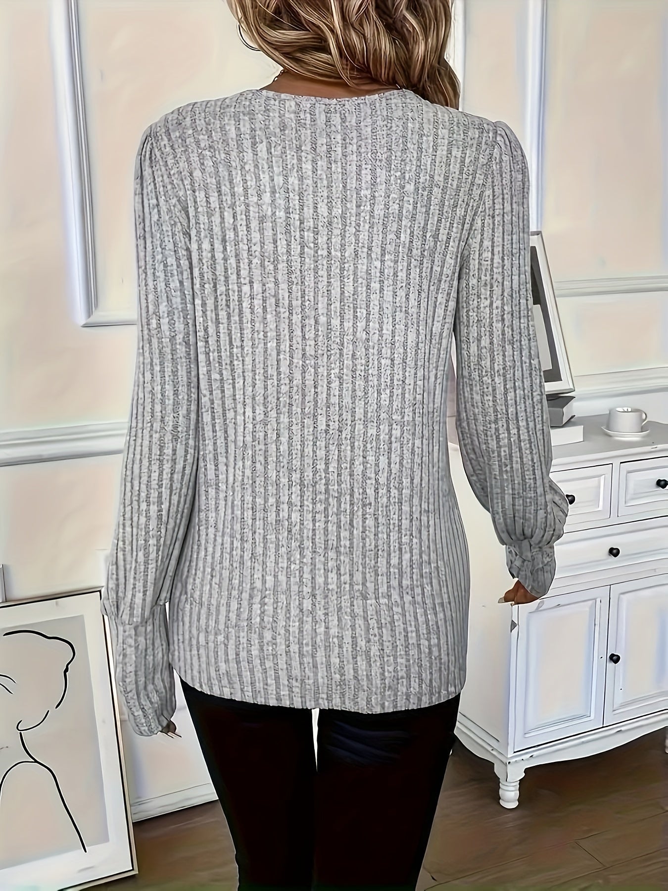 Lace Splicing Crew Neck T-shirt, Versatile Long Sleeve Cross Front Top