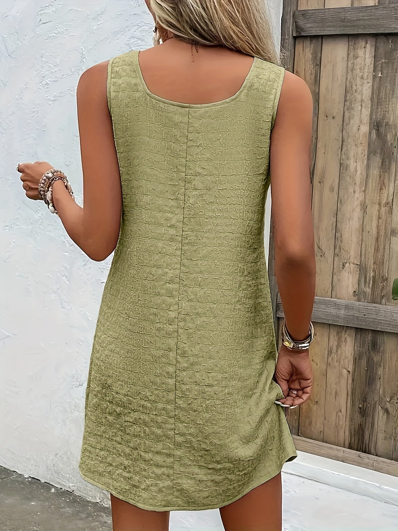 Loose Mini Tank Dress, Sleeveless Casual Dress