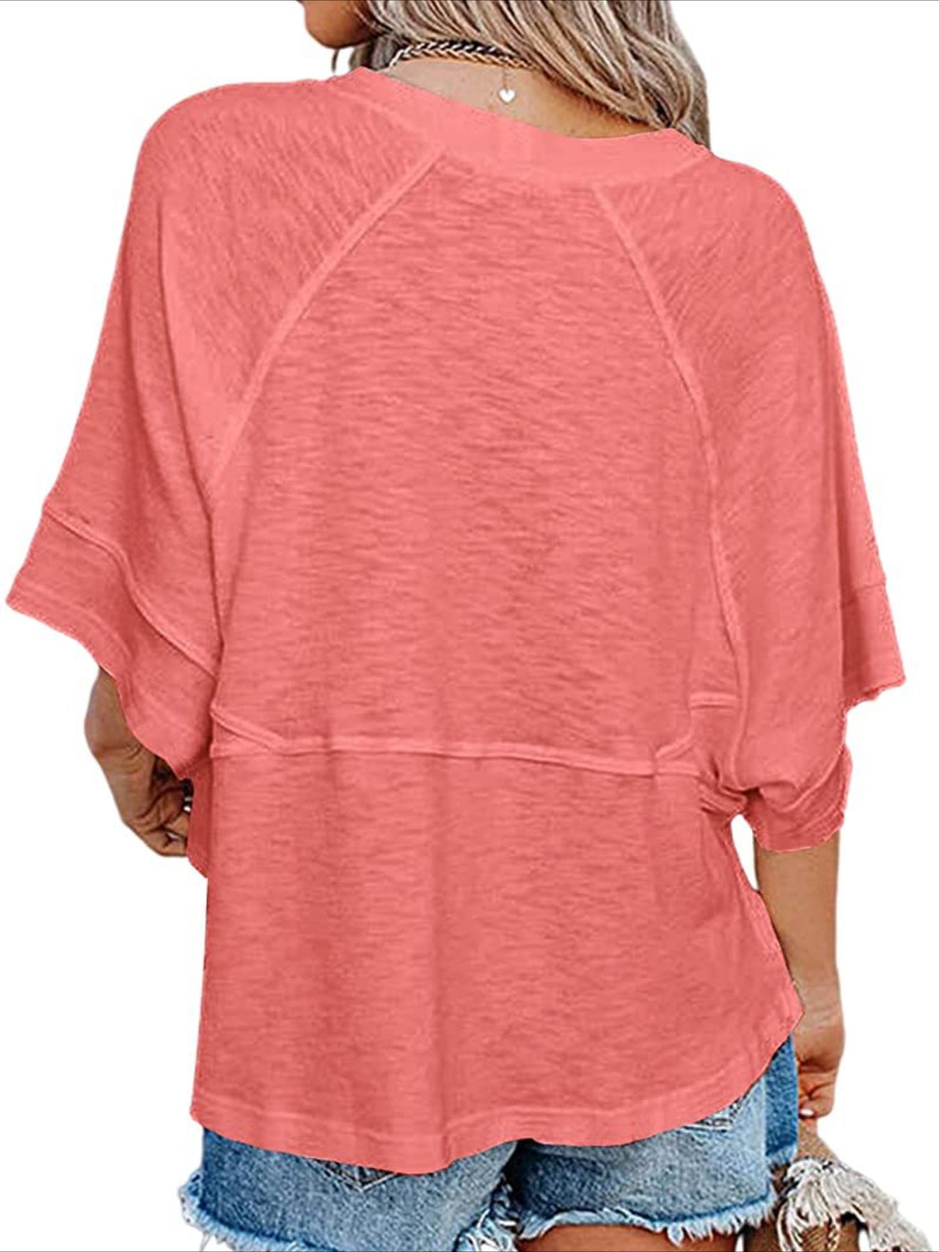 Solid Crew Neck Loose Basic T-shirt, Casual Half Sleeve T-Shirt
