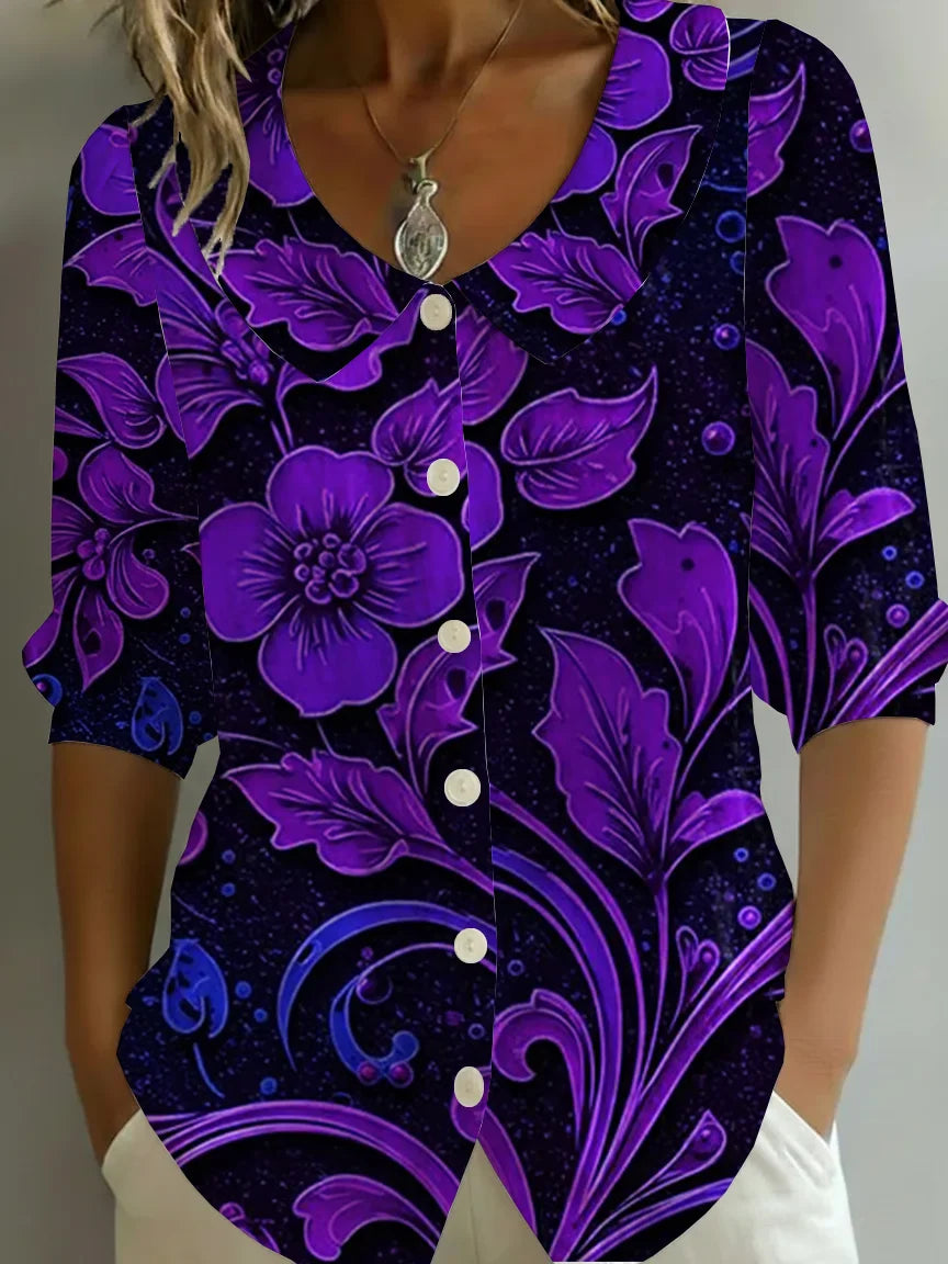 Crew Neck Short Sleeve Patterns Regular Loose Shirt
