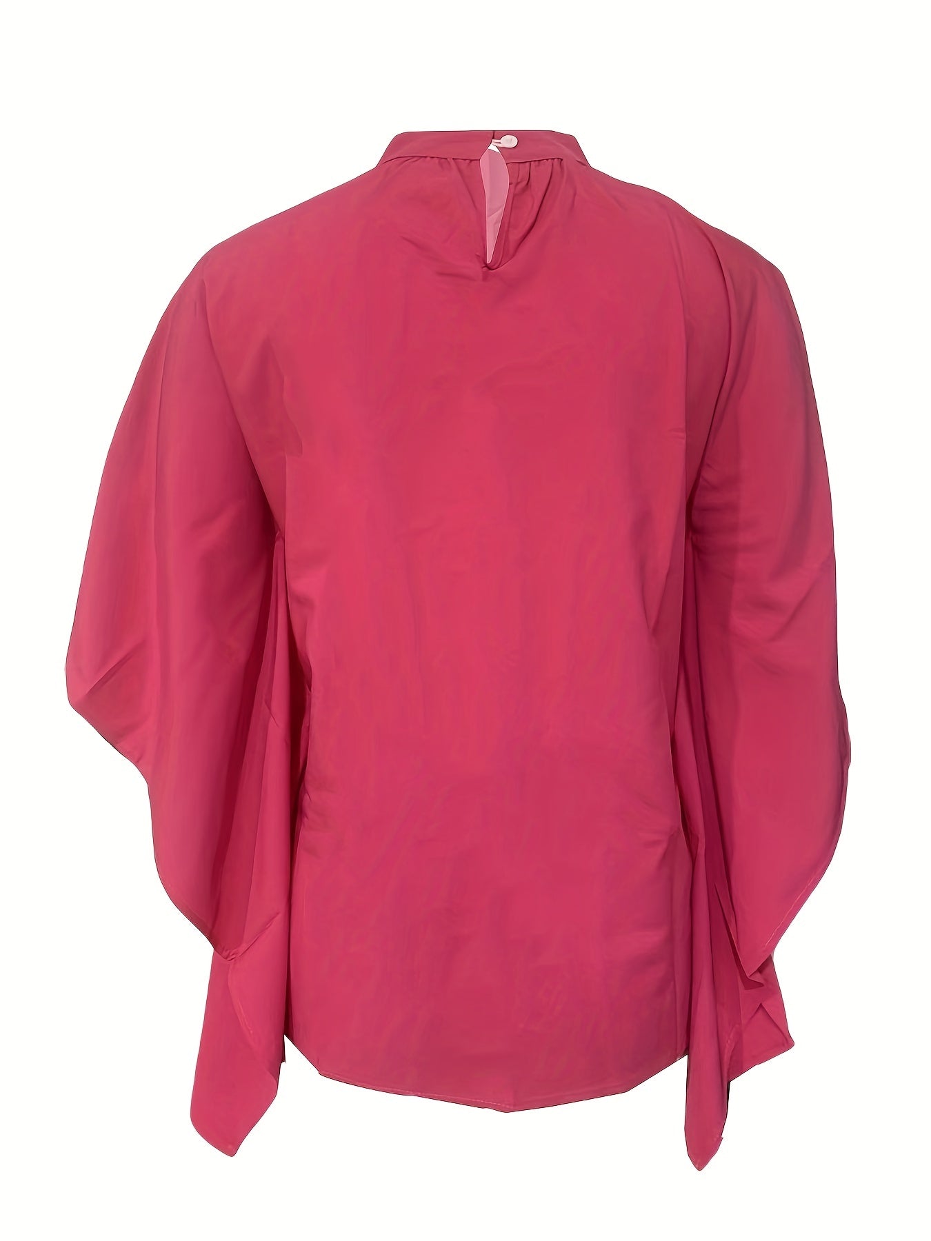 Asymmetrical High Neck Batwing Sleeve Shirt, Letter Print Elegant Summer Stretchy Shirt