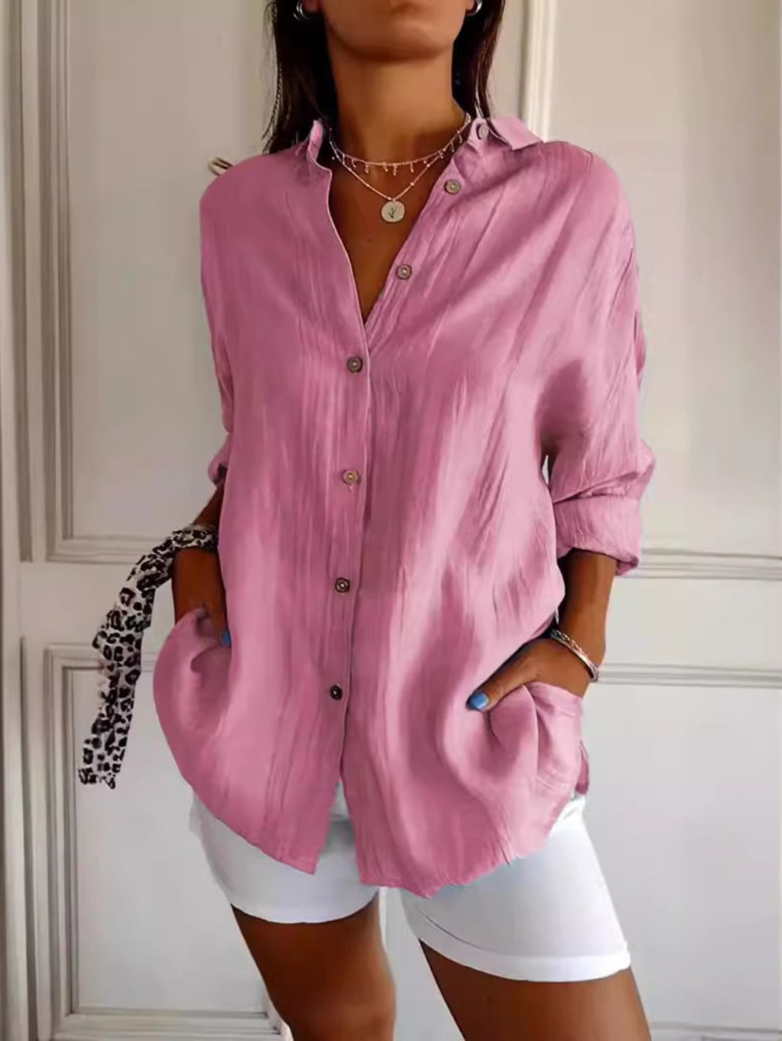 Women's Solid Color Long Sleeve Spring/Fall Collar Daily Going Out Casual Top