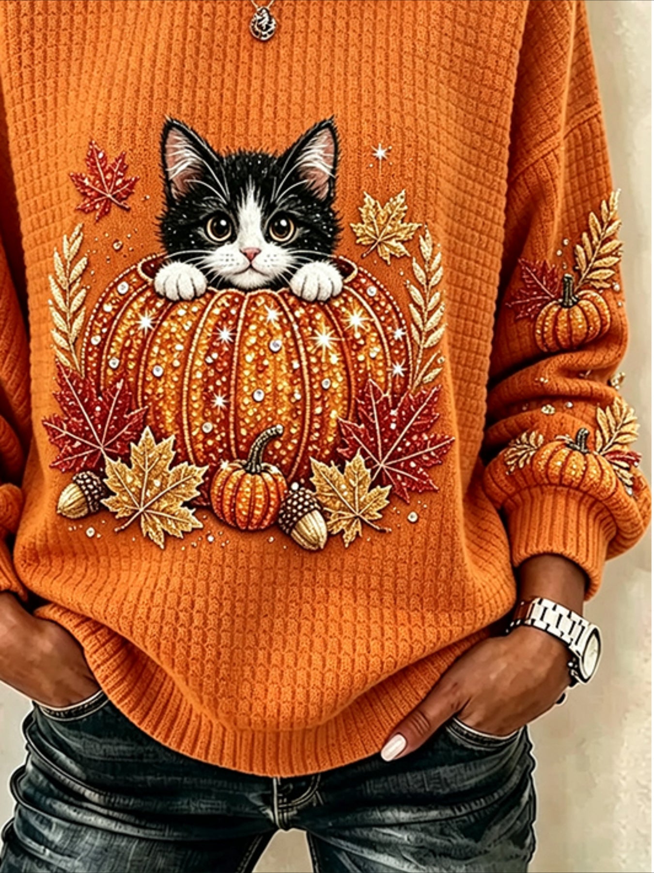 'TIS THE SEASON Casual Crew Neck Halloween Regular Fit Sweatshirt