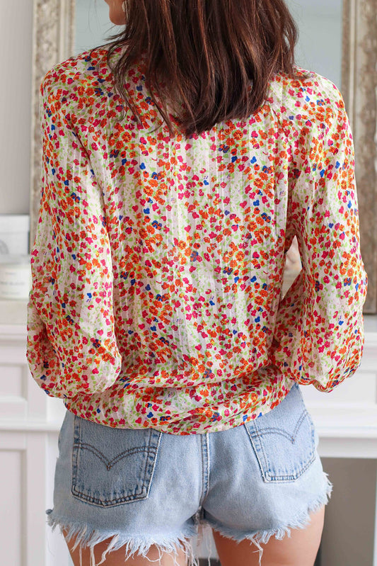 Multicolor Boho Floral Print Button Front Shirt