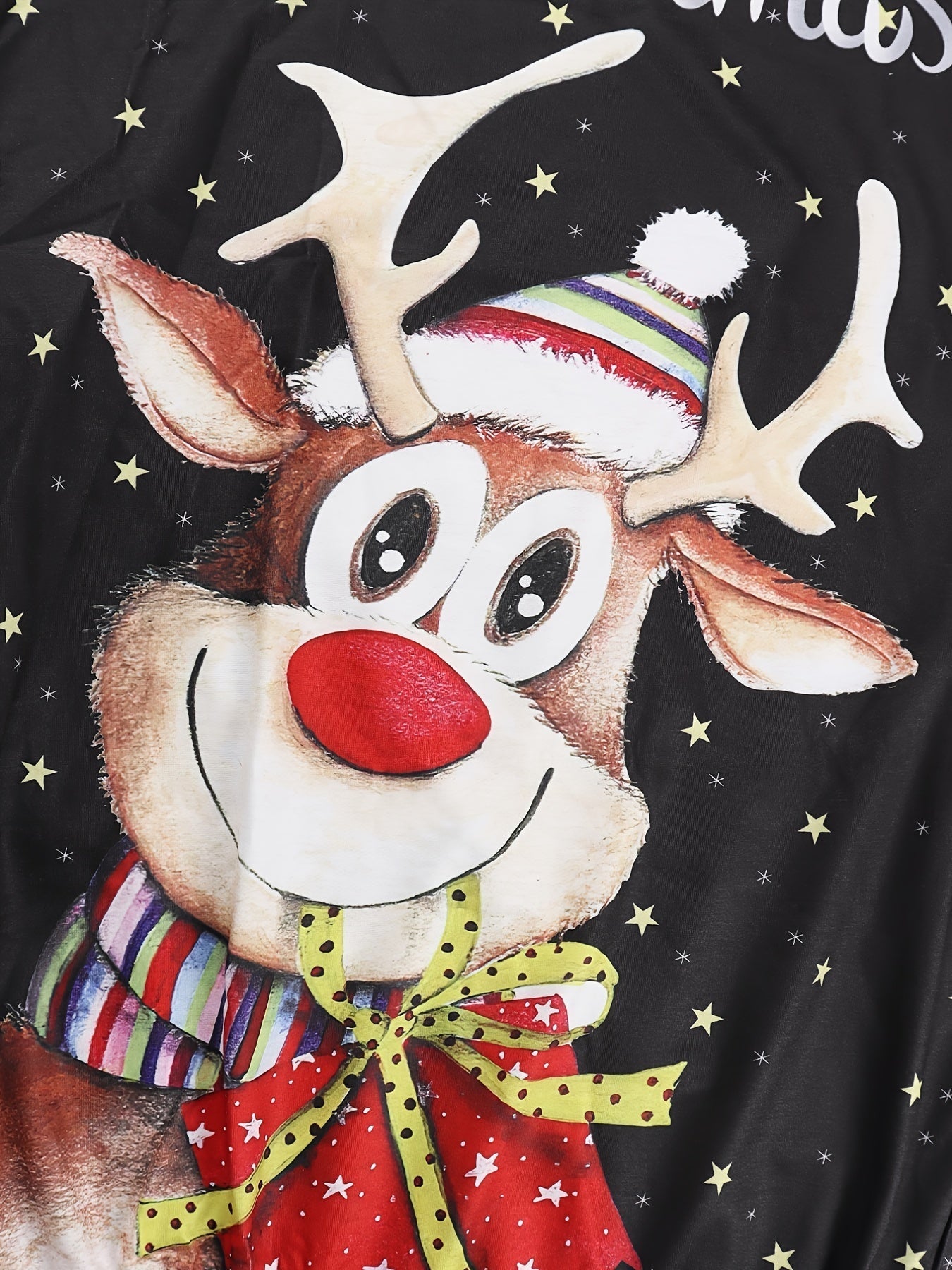 Christmas Print Casual Hoodie Dress Long Sleeve Hooded Dress