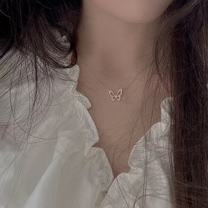 Free Gift 1pc Mini Hollow Out Butterfly Pendant Thin Chain Necklace Elegant Neck Jewelry (Copy)