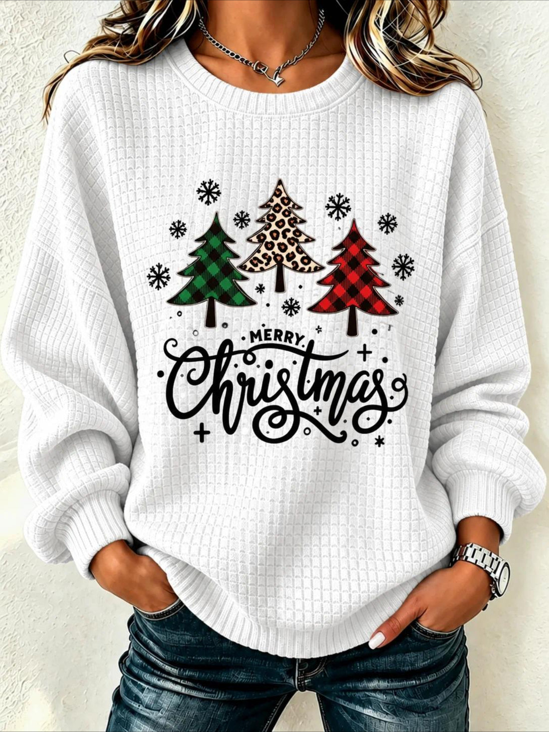 Christmas Tree Casual Crew Neck Regular Fit Sweatshirt