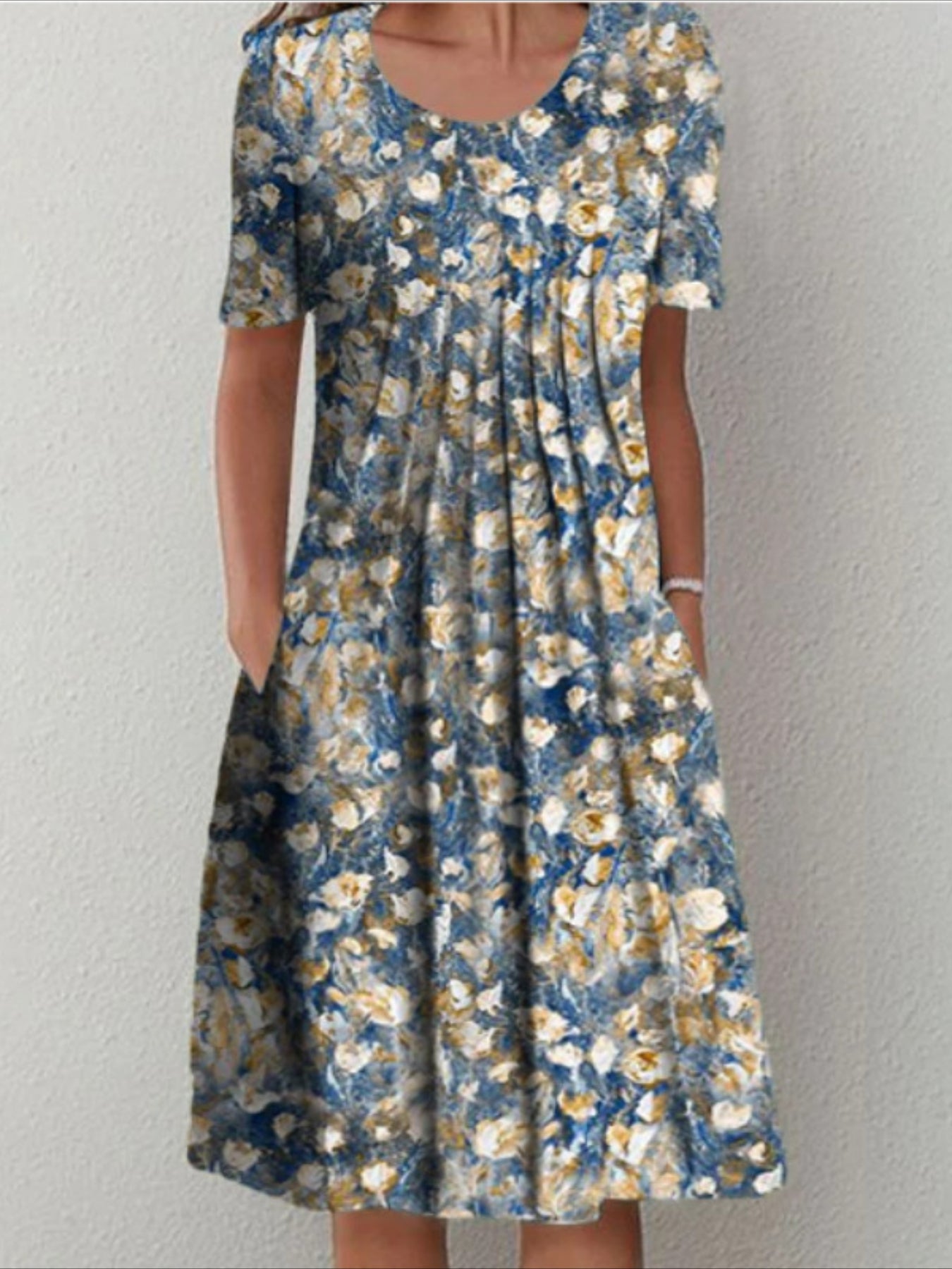 Casual Vacation Commute Floral Print Round Neck Short Sleeve Dress