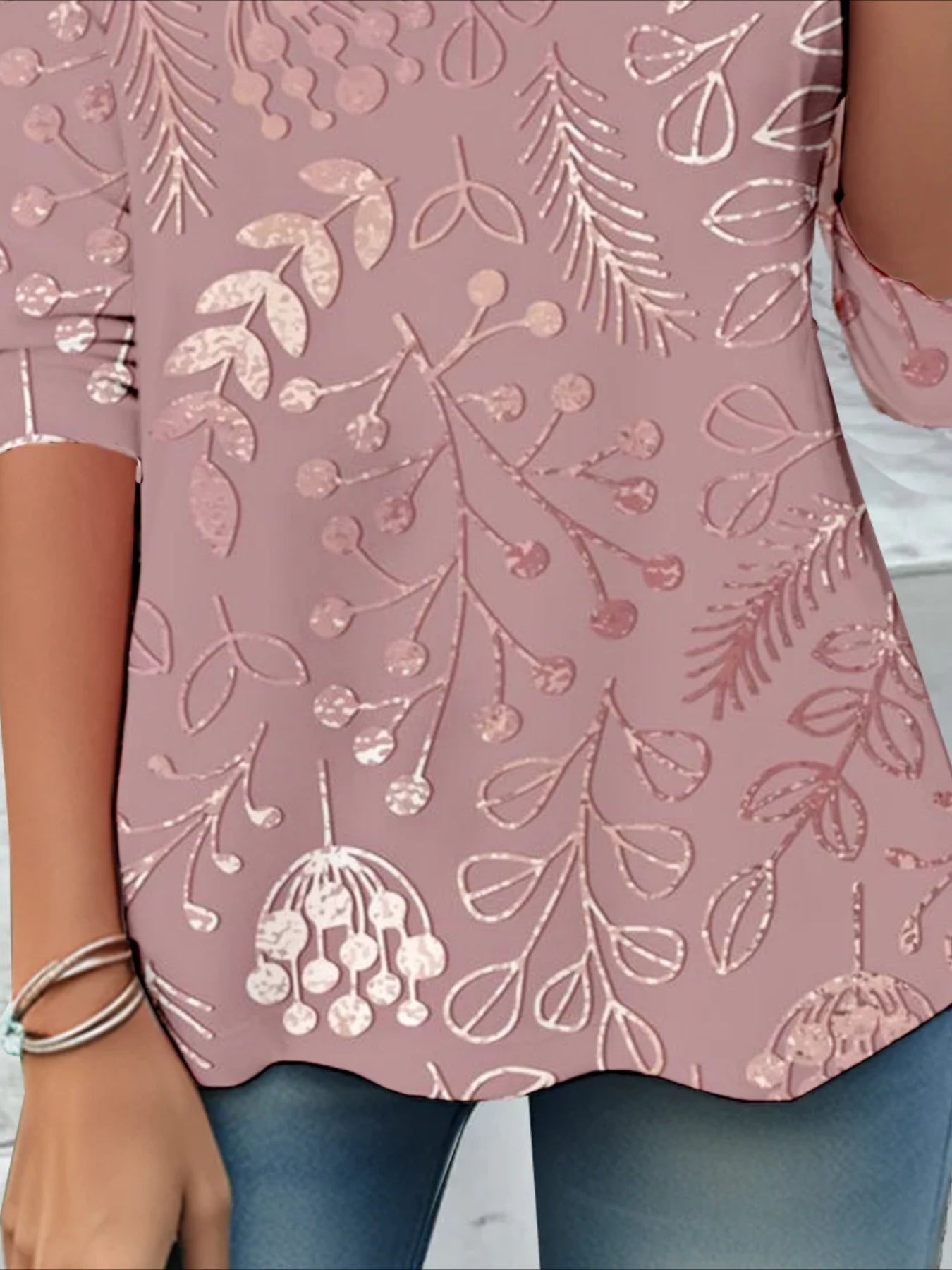 Casual Floral Art Print Crew Neck Long Sleeve T-shirt