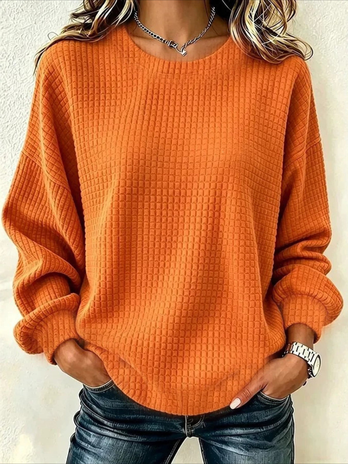 Solid Color Casual Crew Neck Regular Fit Sweatshirt