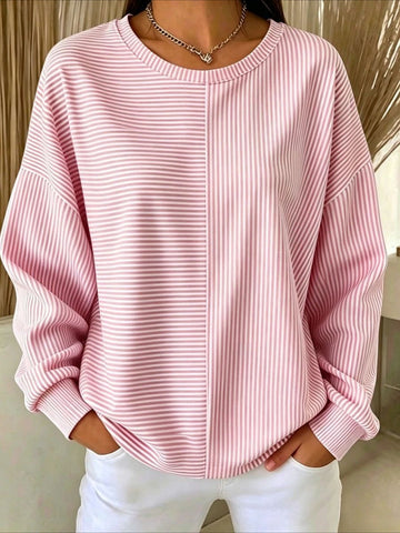 Casual Crew Neck Sweater Waffle Sweatshirt