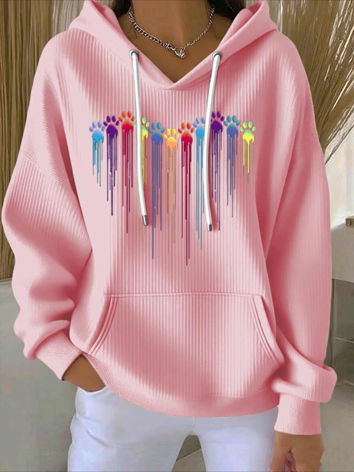 Claws Printing Long Sleeve Pullover Hoodie Sweatshirt