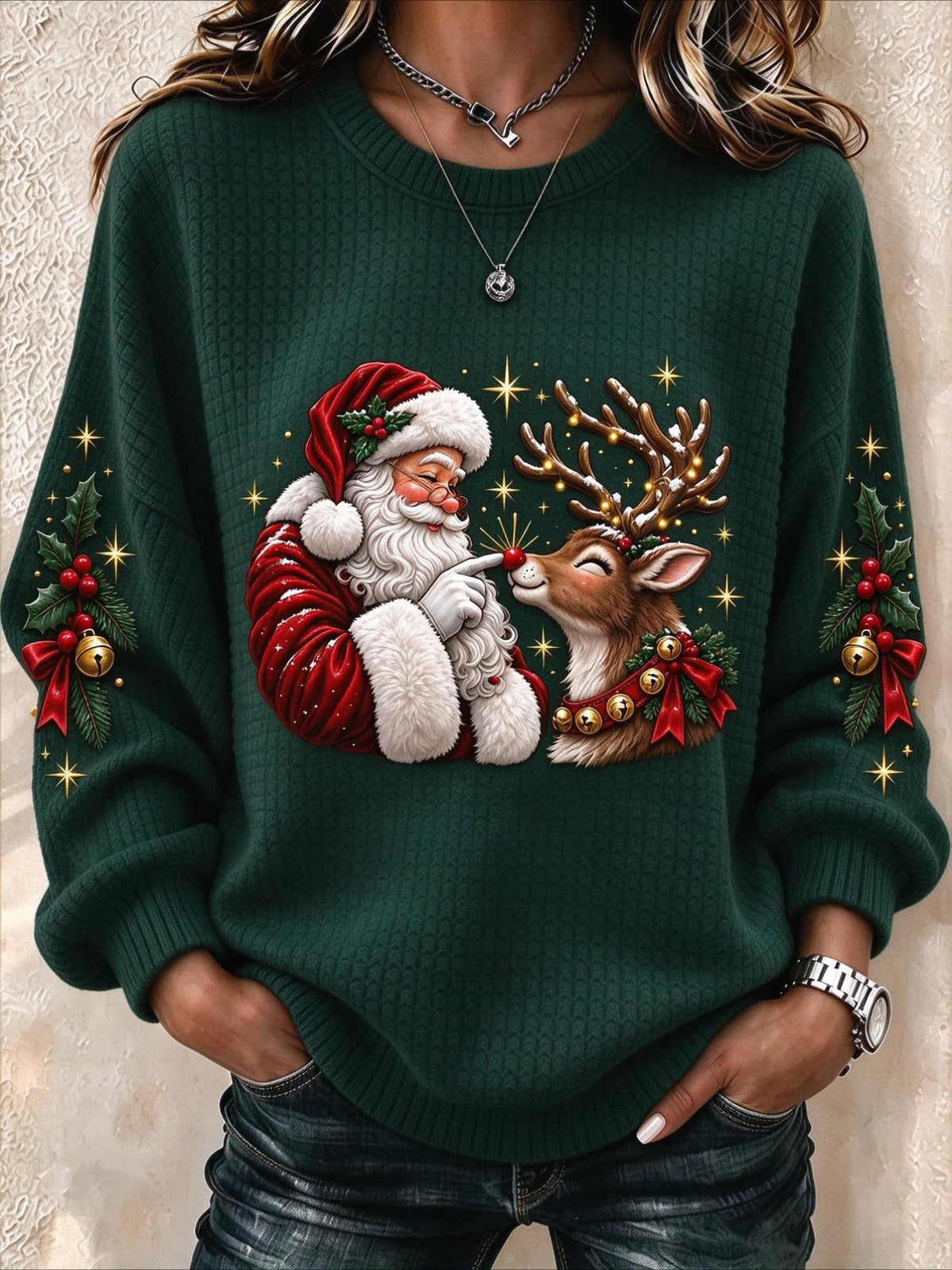 Christmas Tree Casual Crew Neck Regular Fit Sweatshirt
