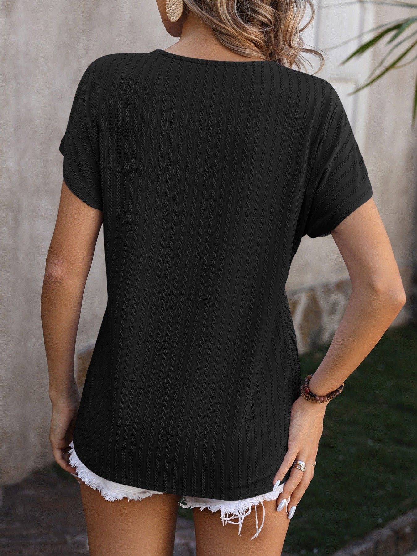 Casual V Neck Short Sleeve Loose T-Shirts