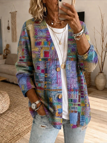 Abstract Graphic Printing Long Sleeve Casual Spring/Fall Shirt Jacket