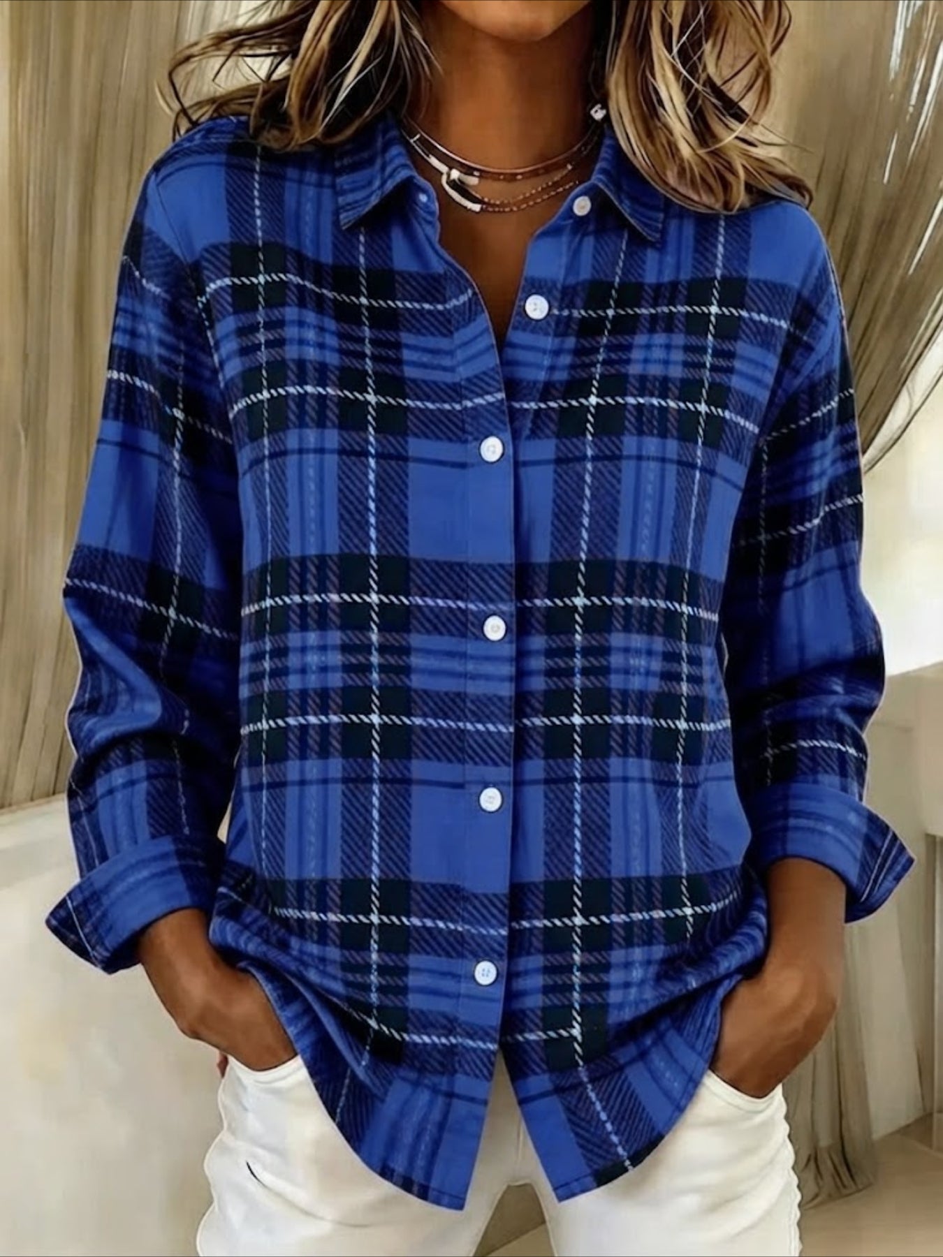 Shawl Collar Long Sleeve Regular Loose Shirt