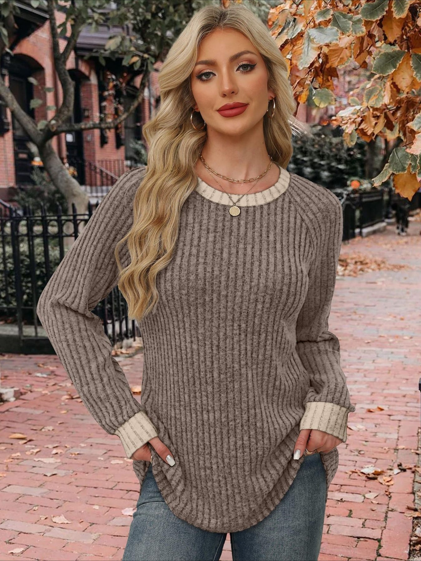 Loose Casual Fluff/Granular Fleece Fabric T-Shirt