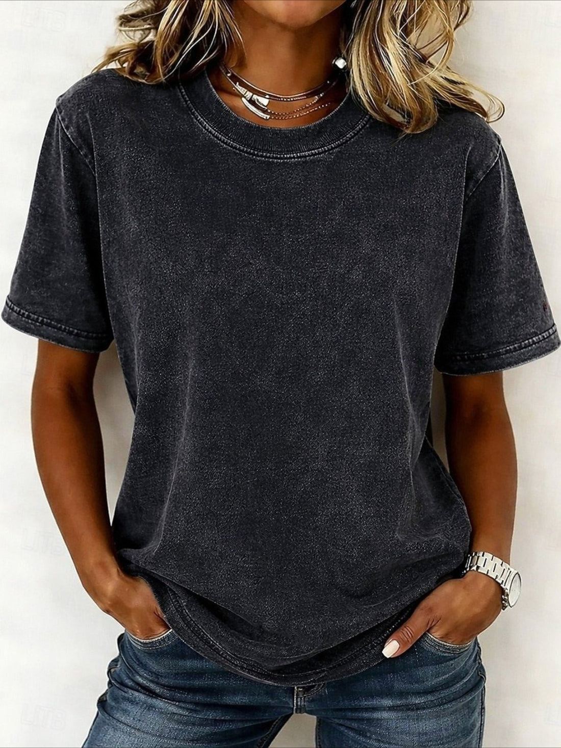 Solid Color Crew Neck Short Sleeve Daily Going Out Casual T-Shirt