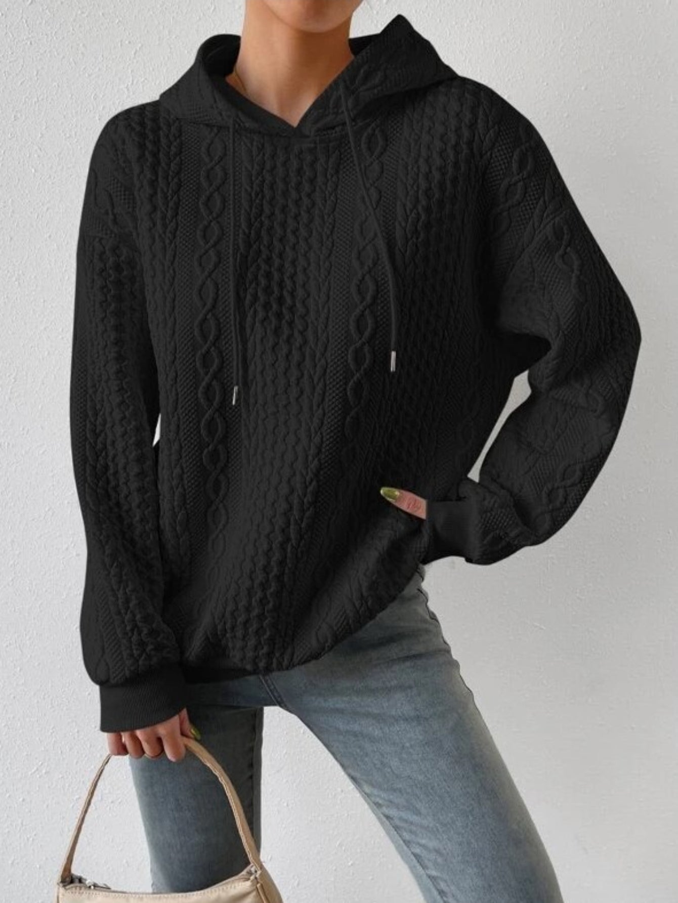 Women's Cable Crew Neck Sweatshirt - Comfortable and Stylish Casual Top