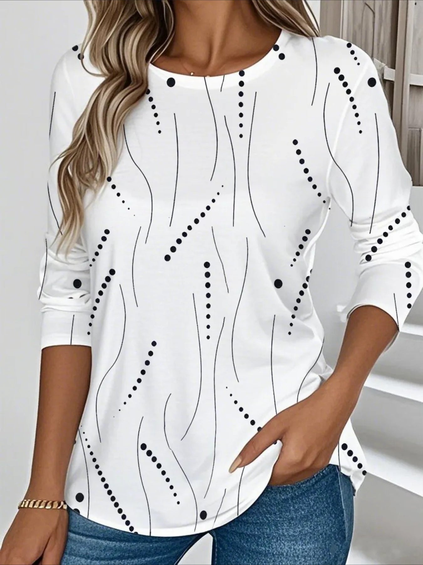 Casual Striped Crew Neck Long Sleeve T-shirt