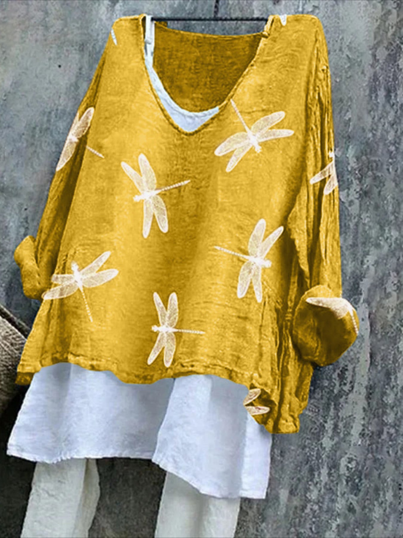Vintage Animal V Neck Long Sleeve T-shirt