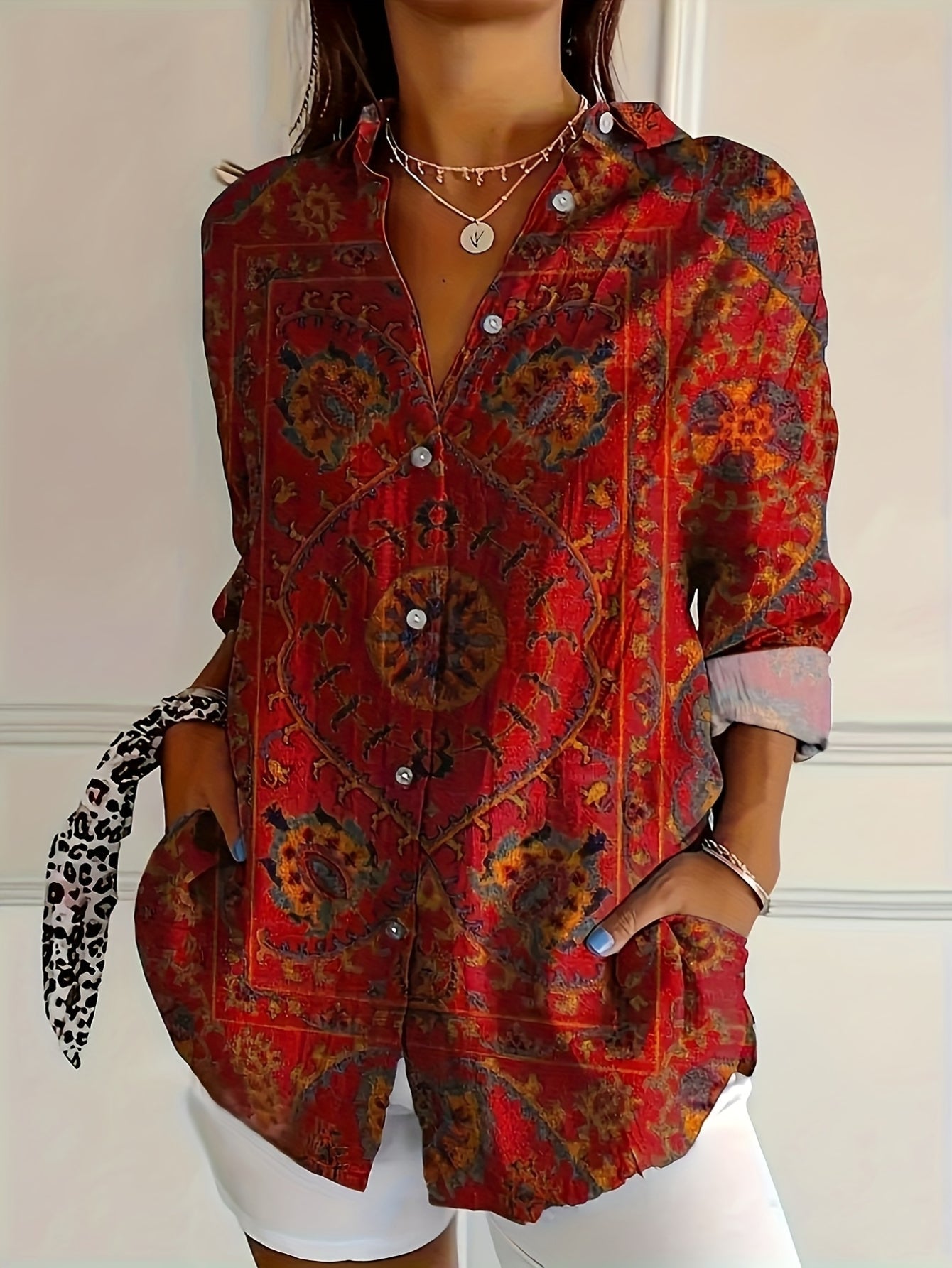 Casual Shirt Long Sleeve Floral Regular Loose Top