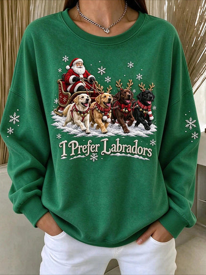 "I Prefer Labradors" Christmas Sleigh Graphic Sweatshirt