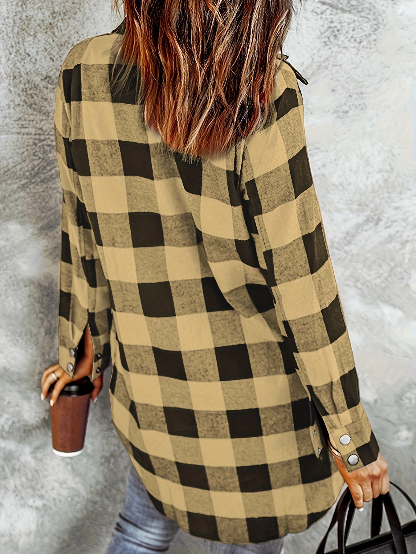 Stylish Plaid Long Sleeve Button Front Blouse - Women's Casual Shirt - Soft, Breathable, Relaxed Fit