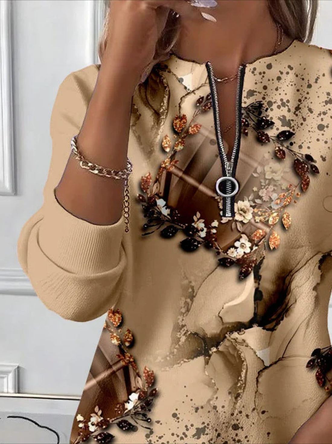 Abstract Crew Neck Printing Casual Spring/Fall Long Sleeve Sweatshirt