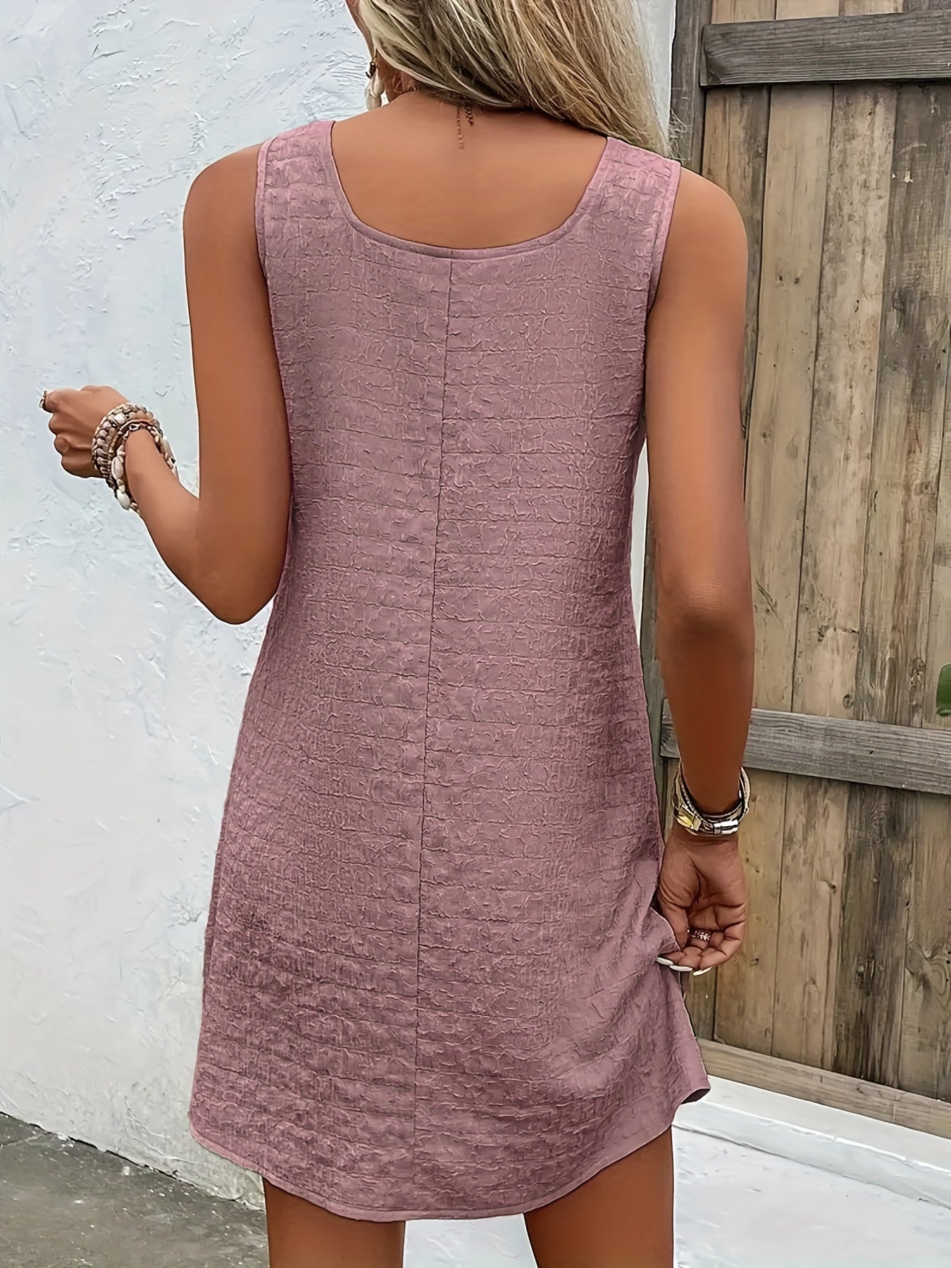 Loose Mini Tank Dress, Sleeveless Casual Dress