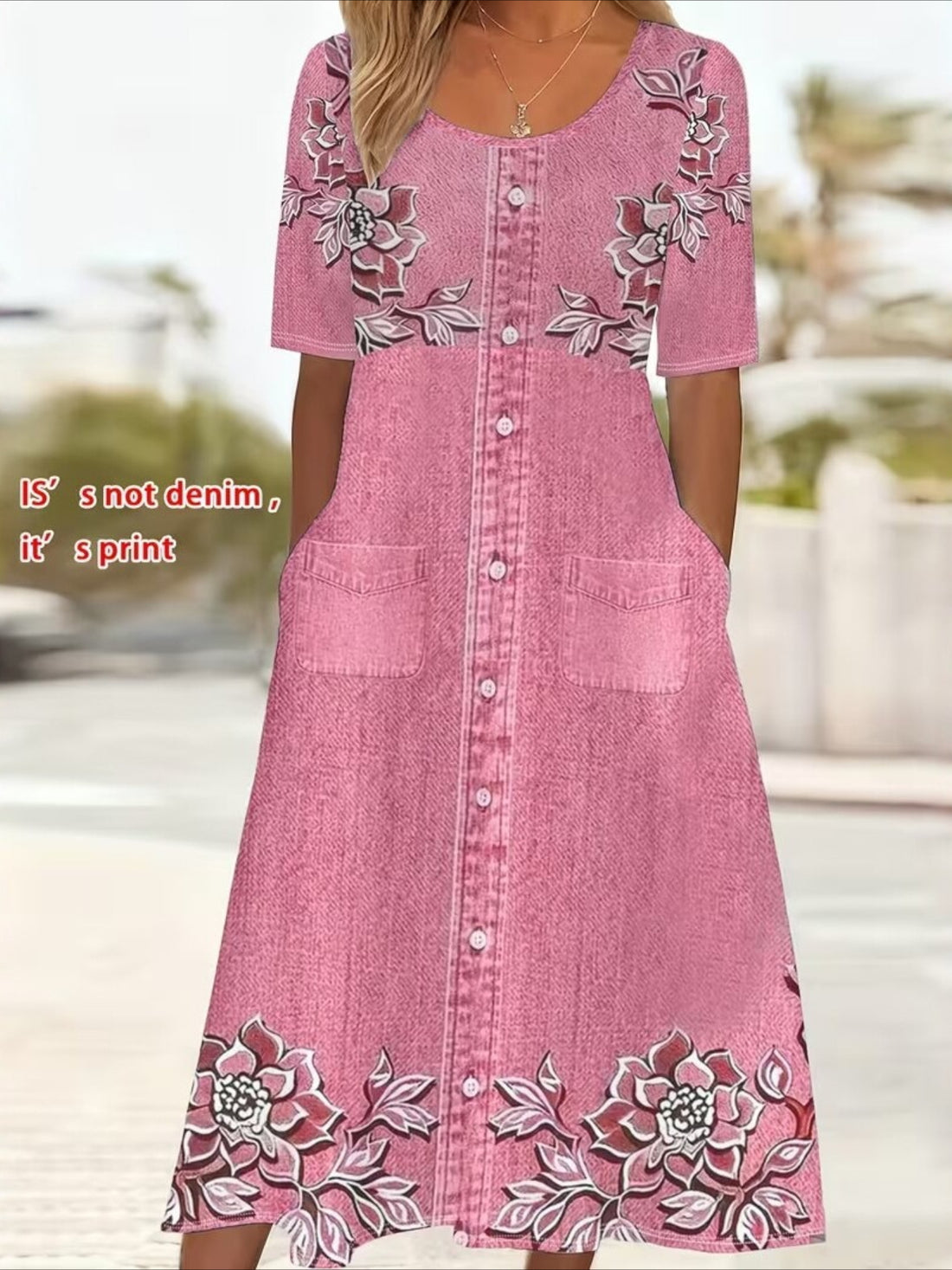 Short Sleeve Summer Floral Printing Crew Neck Daily Going Out Casual Maxi H-Line Shift Maxi Dress