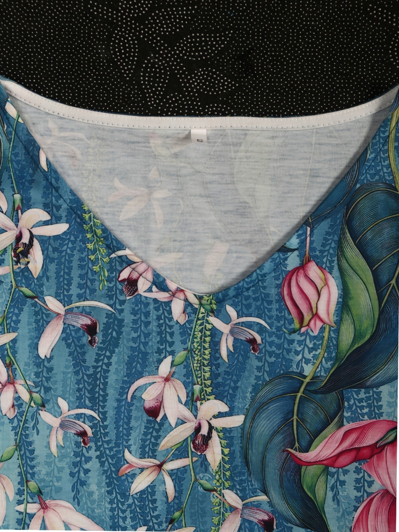 Floral Print V Neck T-Shirt, Short Sleeve Casual Top
