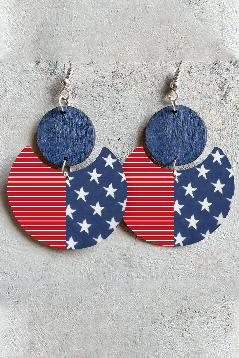 Multicolor Stars and Stripes Independent Day Dangle Earrings