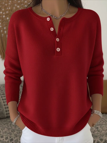 Casual Plain Crew Neck Sweater