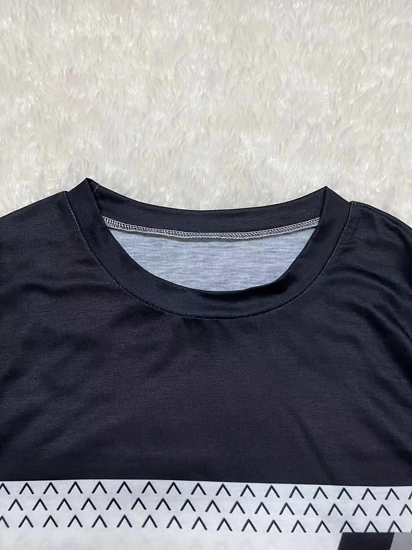 Color Block Crew Neck T-shirt, Casual Long Sleeve Top