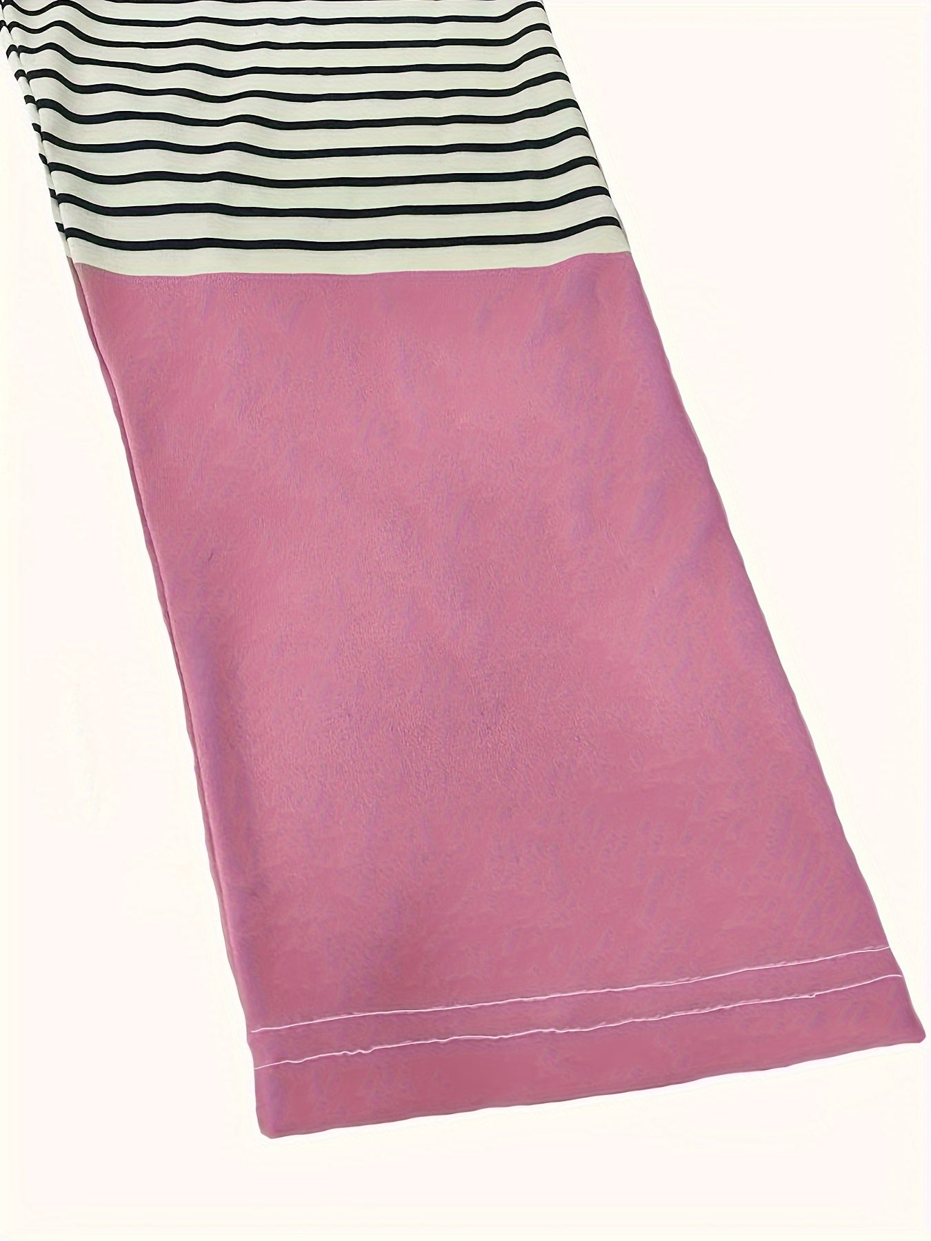 Casual T-shirt, Women's Colorblock Gingham & Stripe & Bear Print Long Sleeve Round Neck Tunic Top