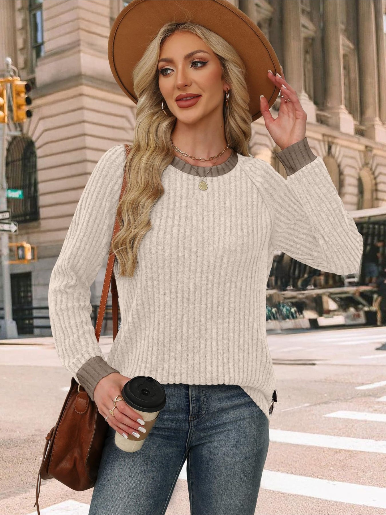 Loose Casual Fluff/Granular Fleece Fabric T-Shirt