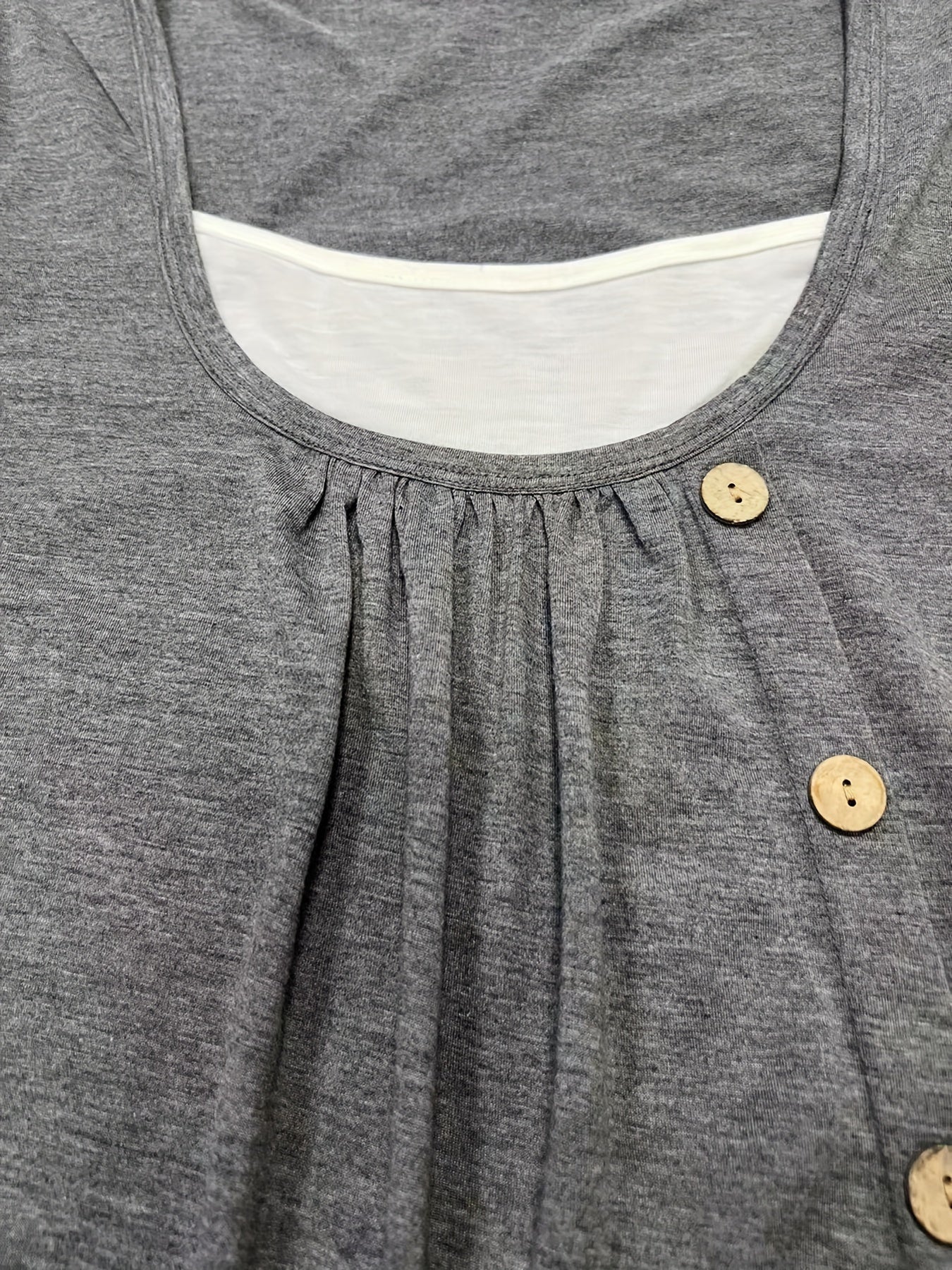 2 In 1 Color Block Button Front T-shirt, Casual Short Sleeve T-Shirt