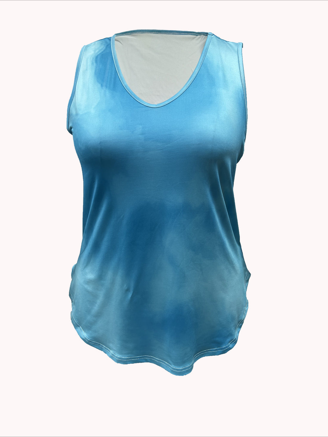 Tie Dye Print Tank Top, Vacation V Neck Sleeveless Tank Top