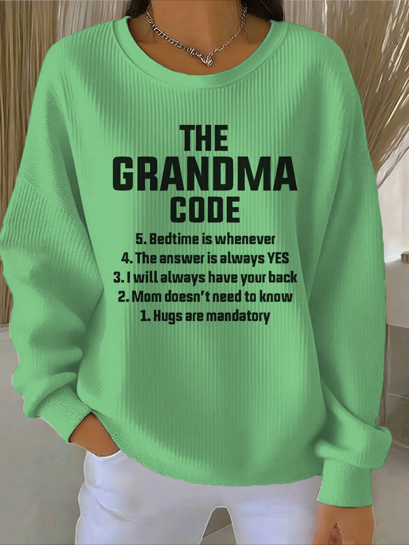 Text Printing Crew Neck Floral Long Sleeve Sweater Hoodie