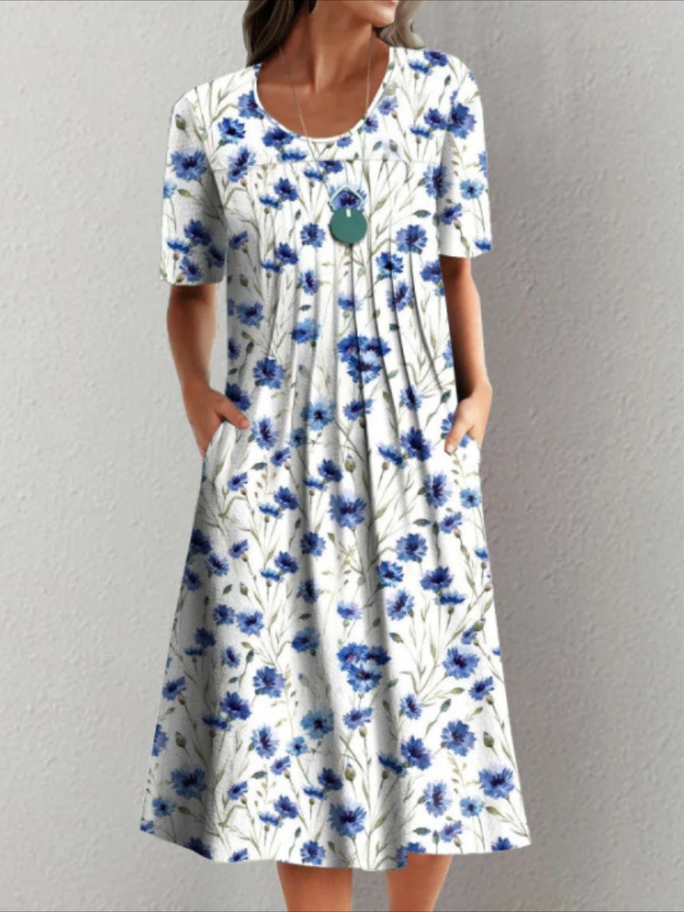 Casual Vacation Commute Floral Print Round Neck Short Sleeve Dress