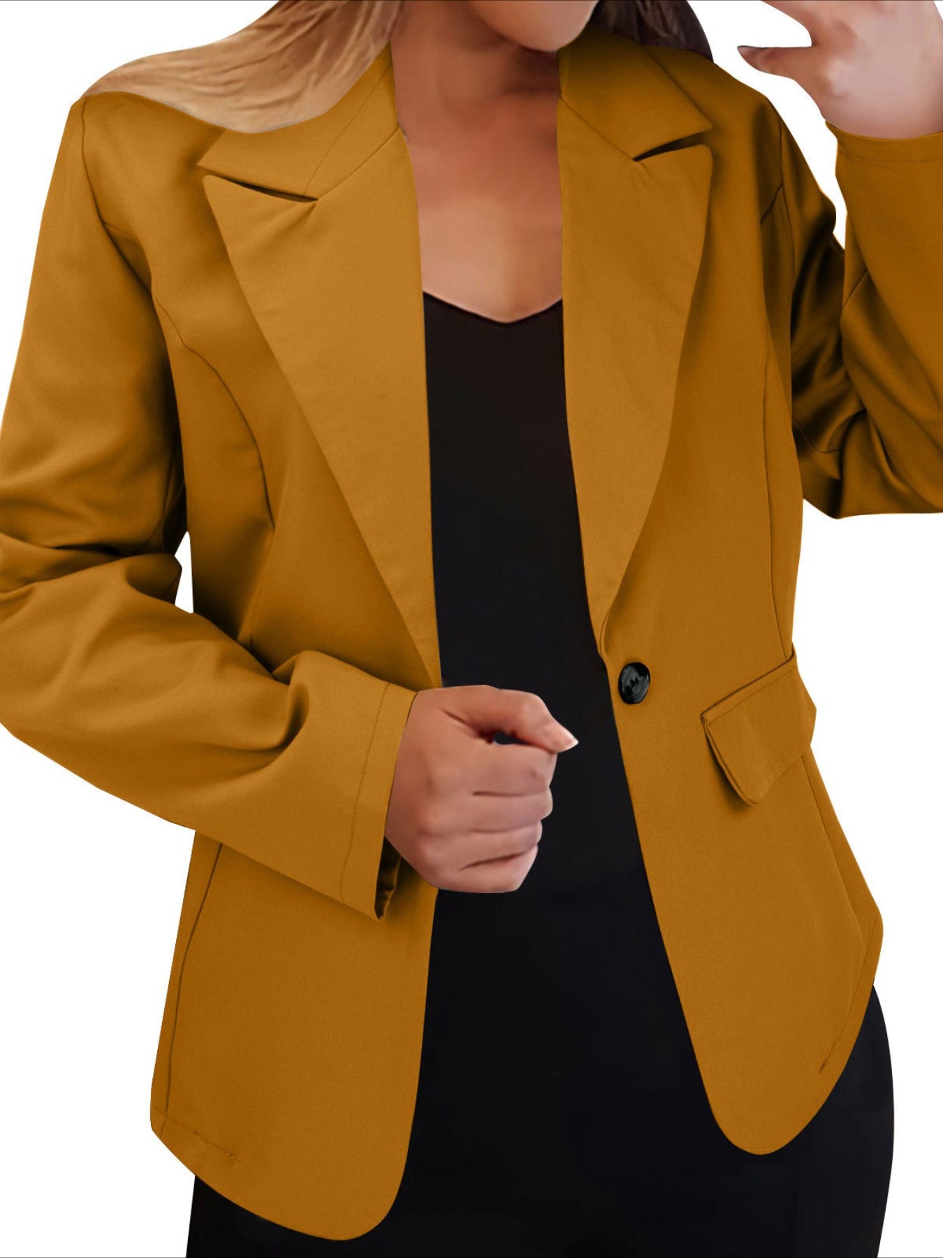 Long Sleeve Solid Color Elegant Lapel Small Suit Jacket