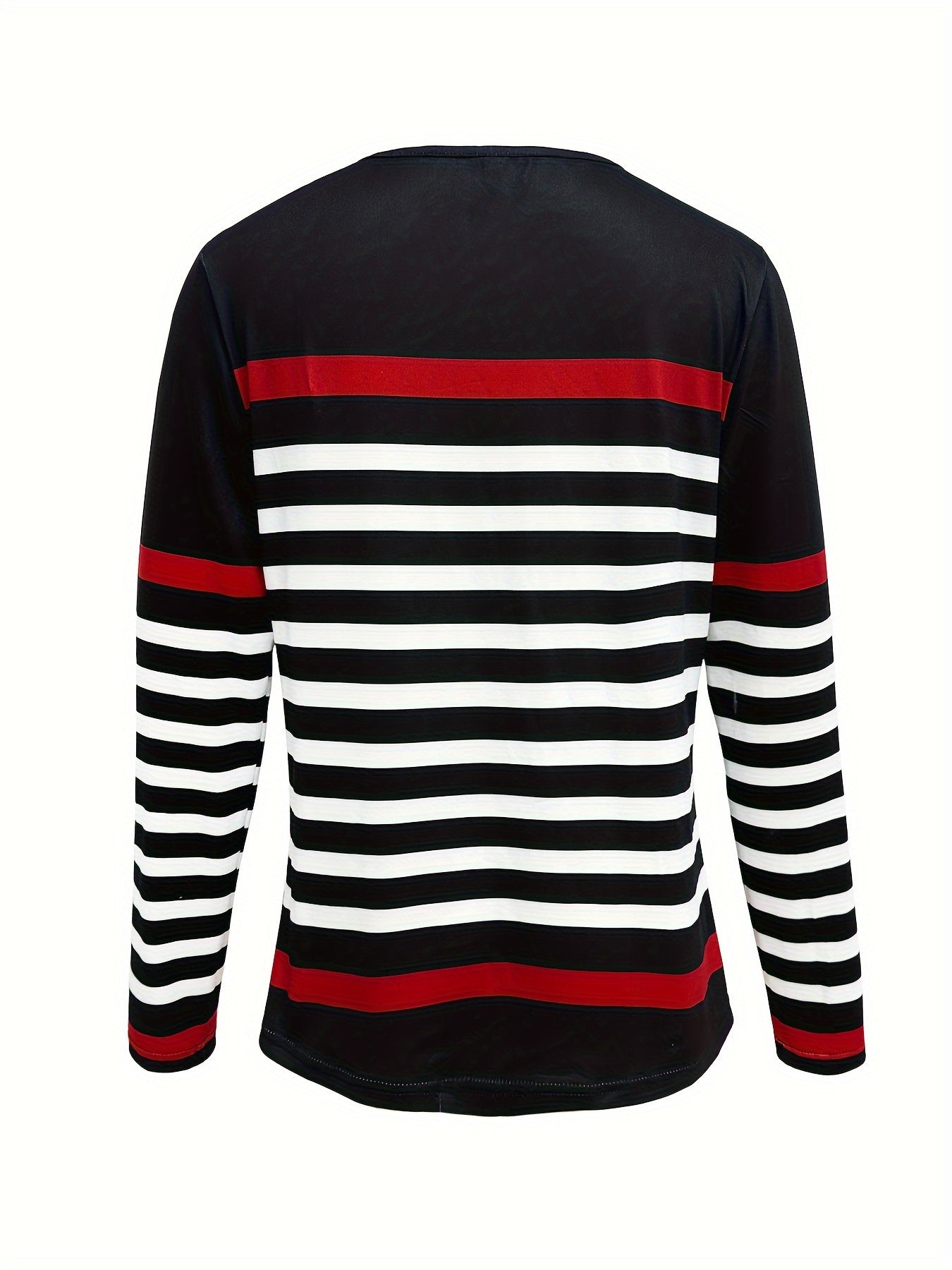 Casual Crew Neck Long Sleeve Striped Print T-shirt